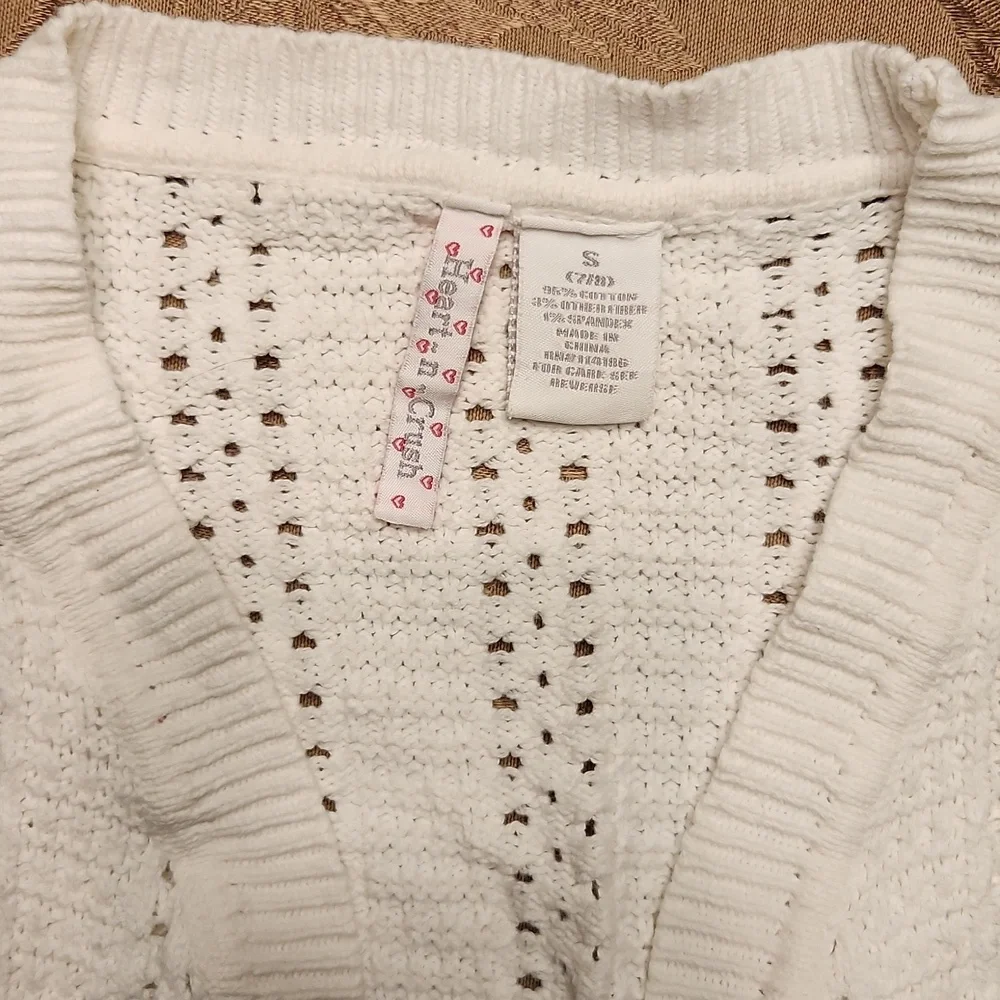 Heart-n-Crush Bolero Sweater White Knit Short Sleeve Size 7/ 8 (SM) - Picture 3 of 7